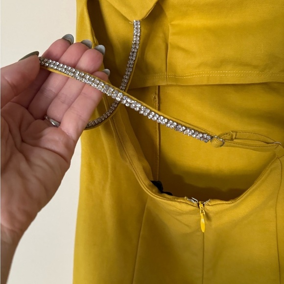 NBD Ciara One Shoulder Diamond Mini Dress | Size XS NWT Saffron Yellow - Picture 11 of 16